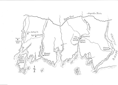 Thomas Miner - Stonington Map c. 1680