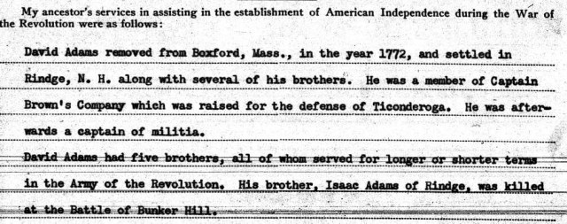 Capt David Adams Revolutionary Service 2