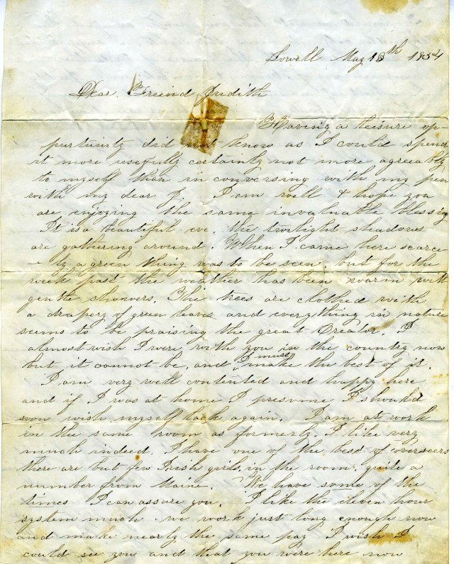 Ellen Coleman letter 1854 a
