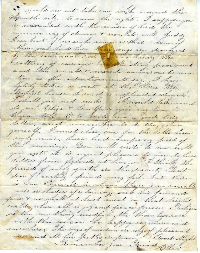 Ellen Coleman letter 1854 b