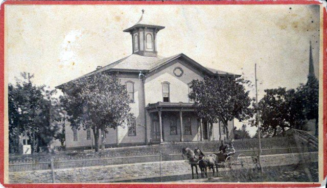 G. D. Coleman, Nellie and Lucy Coleman, Horses-Tony and Old Kit, Anoka High School 1880 or 1881