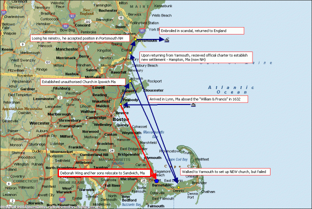 Stephen Bachiler Map