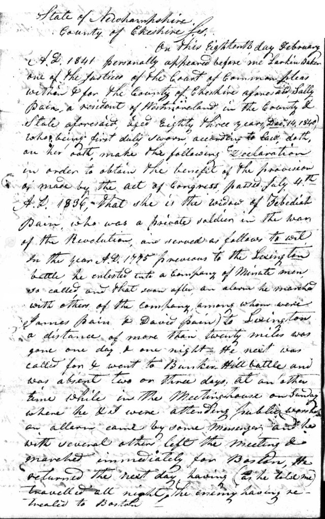 Zebediah Paine Pension 1