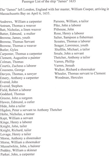 James Passenger List