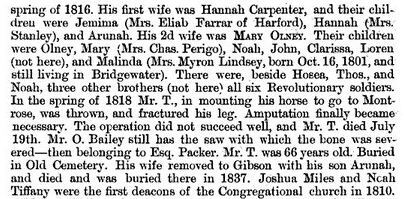 Noah Tiffany  -- History of Brooklyn, Susquehana, Pennsylvania - 1889