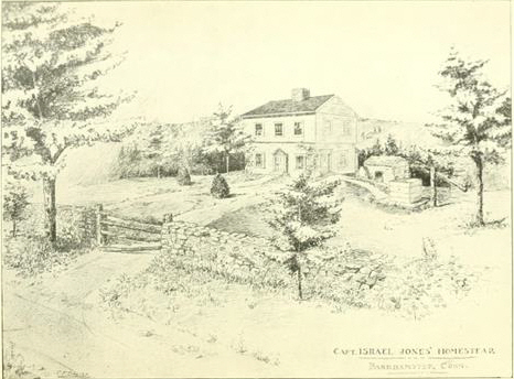 Israel Jones Home  Illustration from "History and Genealogy of the Ancestors and Descendants of Captain Israel Jones of Barkhamsted Connecticut", 1902 by L.N. Parker