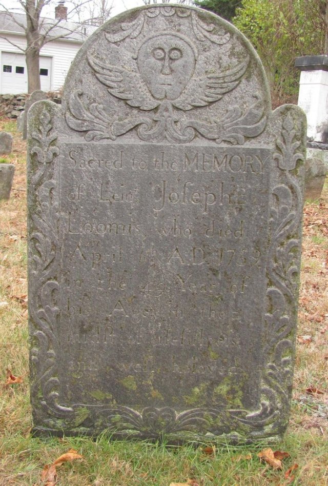 Joseph Loomis Gravestone -- Old Yard Cemetery , Columbia, Tolland CT, Find A Grave Memorial# 36444826 