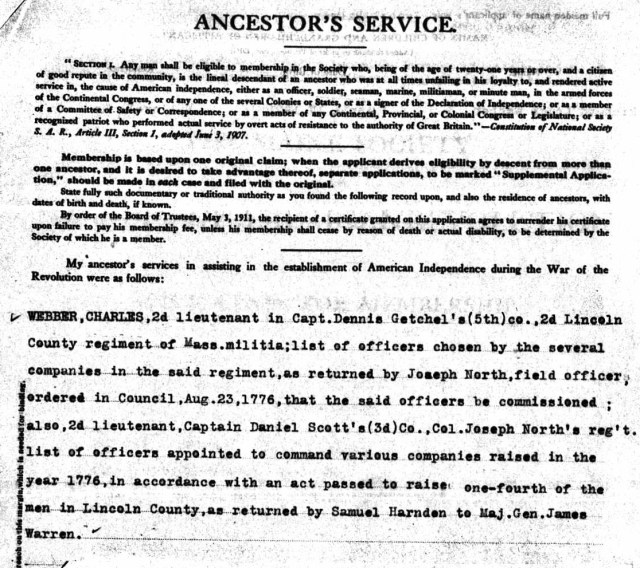 Leigh Webber Sons of American Revolution Application 3
