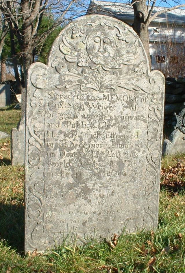 Seth Wright Gravestone -- Old Yard Cemetery,  Columbia, Tolland CT, Find A Grave Memorial# 36444984 
