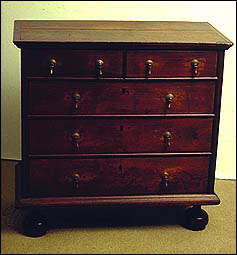 Cushman Che Walnut, chestnut, pine and brassMade in Massachusetts, possibly in the Taunton River area, 1680-1700  Descended in the family of Desire Cushman 