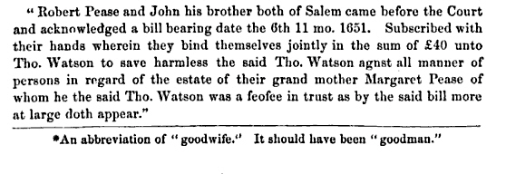 Margaret Pease Will 1644 - 4