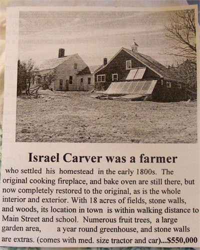 Israel Carver on Vinalhaven, Maine. Real Estate  --  From 2099 advertisement in 2009 