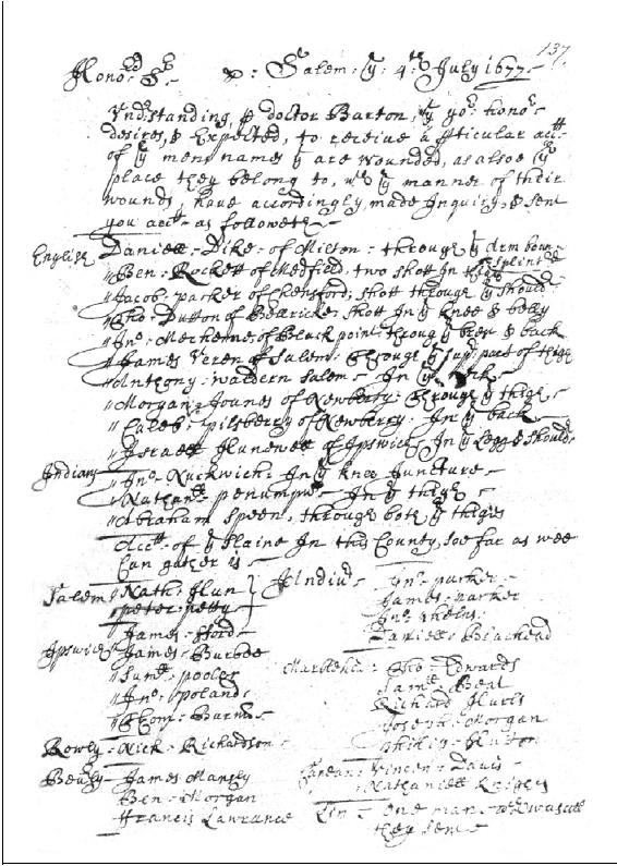 Moore's Brook Casualty List