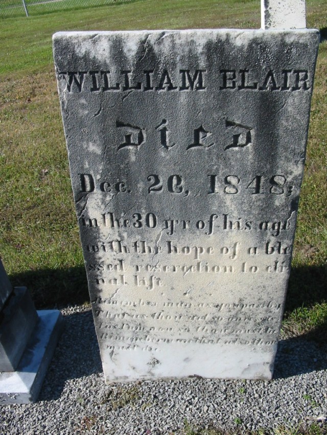 William Blair 1848 Gravestone
