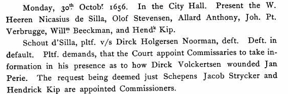 Schout D'Silla vs. Holgersen 1656