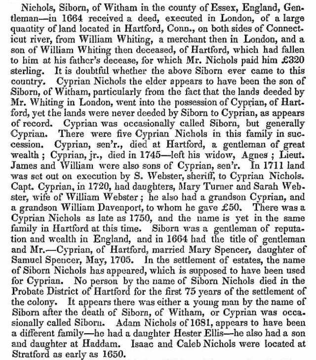 Bio Source:  A Catalogue of the Names of the First Puritan Settlers of the Colony of Connecticut 1852