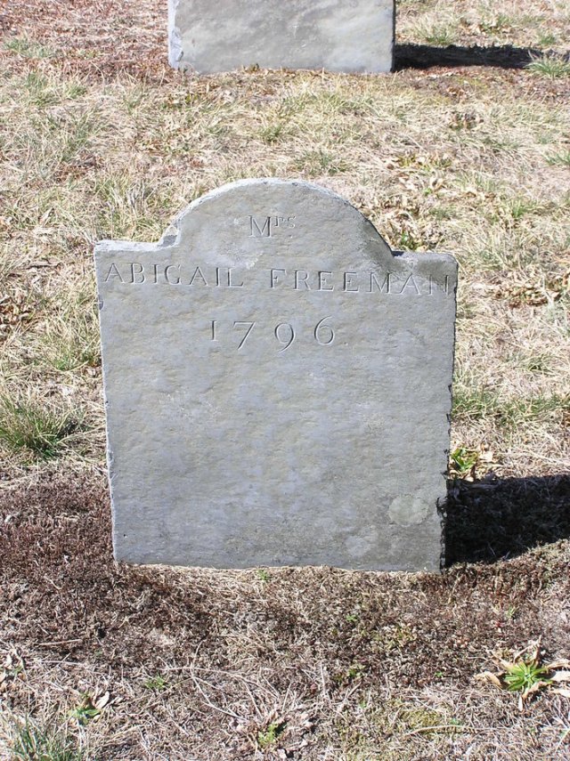 Abigail Hallett Gravestone -- Old Burying Ground Brewster Barnstable County Massachusetts, USA Plot: Map# 98 -- Findagrave #67675130