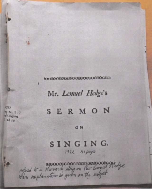 41 page sermon delivered by Rev. Lemuel Hedge in 1772.