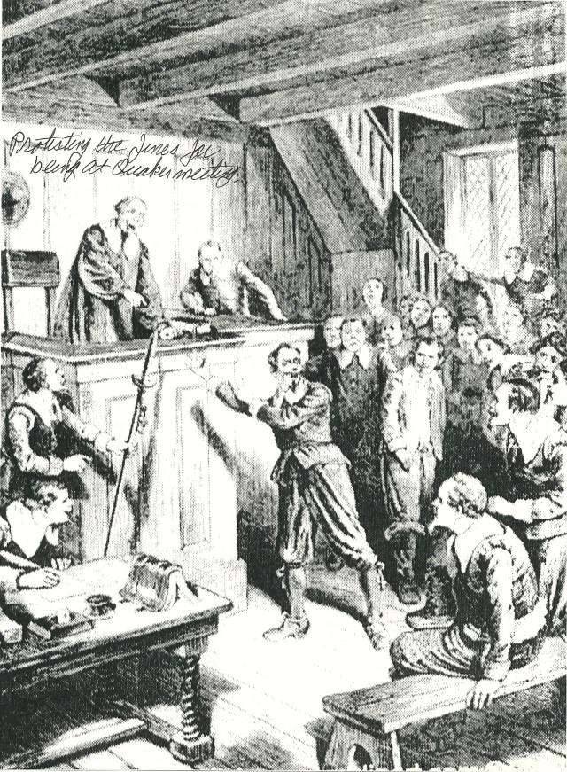 Protesting the fines for being at a Quaker meeting.