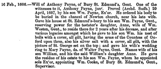 Will of Anthony Payne