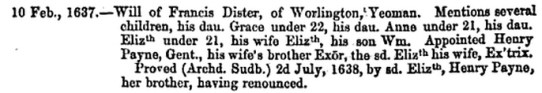 Will of Francis Dister